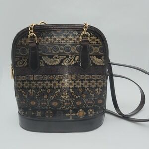 Talja Black Italian Leather Crossbody Bag Gold Chain Paisley Lined Made in Italy